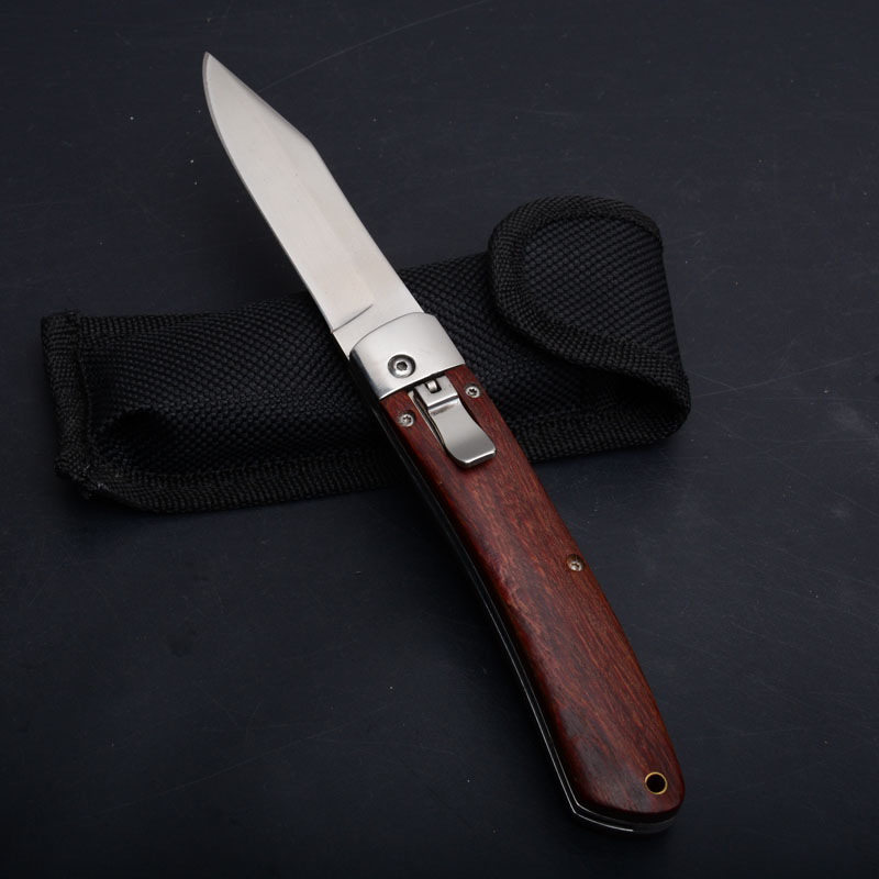 New FB Horizontal Auto Tactical Folding Knife Wood Handle 57HRC Mirror Blade Outdoor Camping Hunting Survival Pocket EDC Tools
New FB Horizontal Auto Tactical Folding Knife Wood Handle 57HRC Mirror Blade Outdoor Camping Hunting Survival Pocket EDC Tools