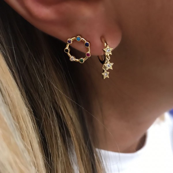 mini circle hoop star charm earring for women 925 sterling silver christmas gift delicat dainty silver jewelry