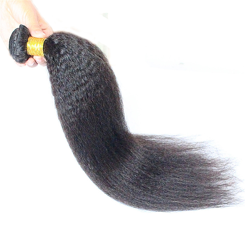 Coarse Yaki Kinky Straight Brazilian Hair Weave Bundle 100g Human Hair Bundles Yaki Straight10"-26" Non Remy Hair