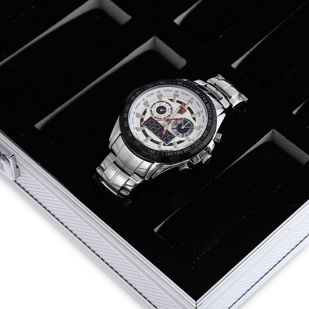 Watch Boxes Cases Wrist Display Holder Box Aluminium Container 12 Grid Jewelry Storage Organizer Case Quality1