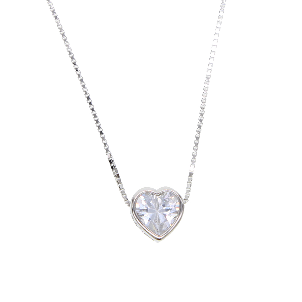 100% real 925 sterling silver star heart shape pendant necklace with silver gold box chain necklace for wedding jewerlry