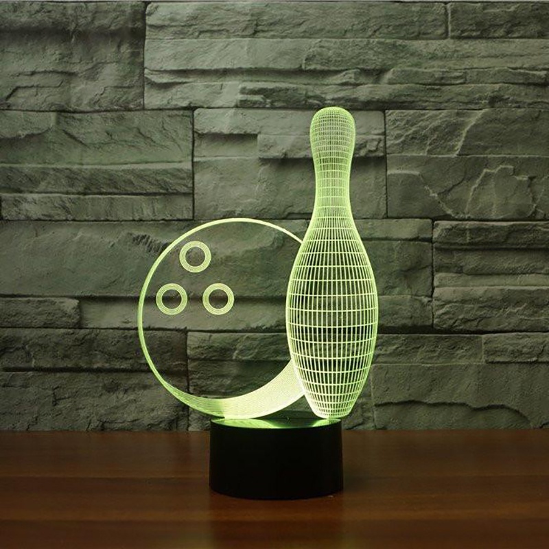 Fashion Table Lamp Bowling Ball 7 Color Change 3D Light Acrylic Colorful Desk Lamp Customize Lamp