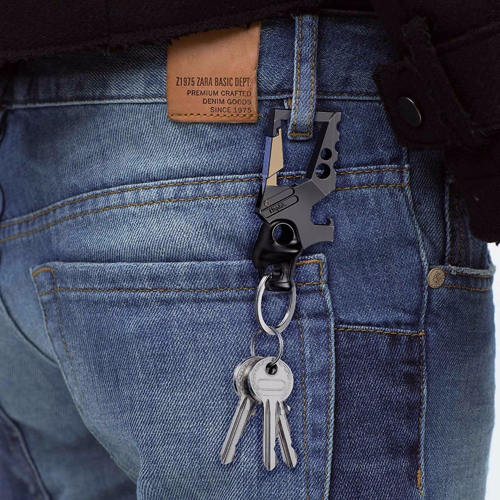 Hephis Carabiner Key Chain and Unique Men Car Keychains Bottle Opener Multi Function High Grade Key Rings Holder Jewelry Gifts