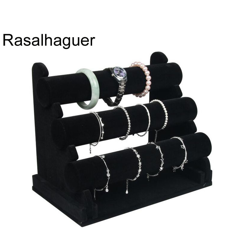 Selling Various Color Bracelet ThreeTier Tbar Jewelry Display Holder Jewellery Display Stand Rack Packgaing Bracelet Chain Wa