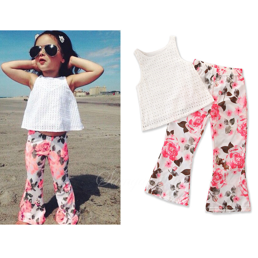 Baby Girls kids Sets 2018 Fashion Childrens INS Sleeveless White Vest Top + Floral Flare Pants 2 Piece Set Summer Kids Suits Infant Clothing, As photo
Baby Girls kids Sets 2018 Fashion Childrens INS Sleeveless White Vest Top + Floral Flare Pants 2 Piece Set Summer Kids Suits Infant Clothing, As photo