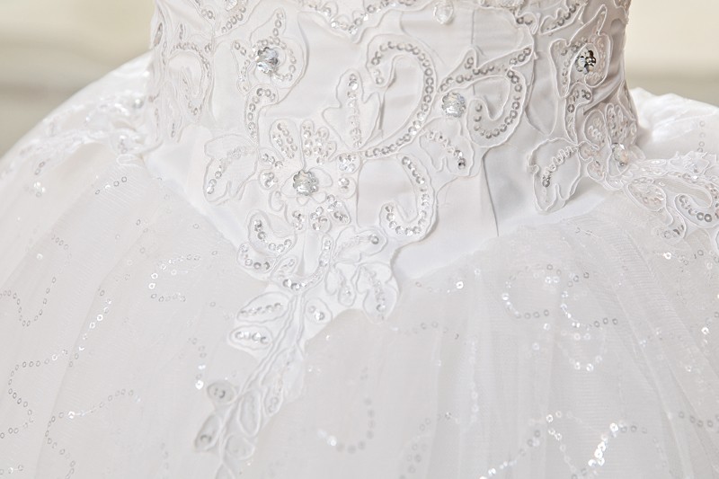 Costomize Real photo Wedding Dress 2018 Korean Style vestido de noivawhite wedding gown floor-length sequin wedding dress bride