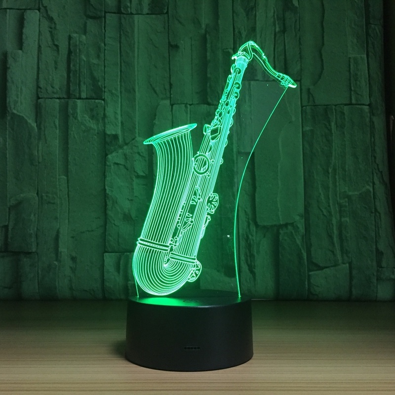 2018 New LED Night Light Saxophone USB 3D Lamp 7 Colors Touch Sensor 3D Bedroom Lights Atmosphere Decoration Gift