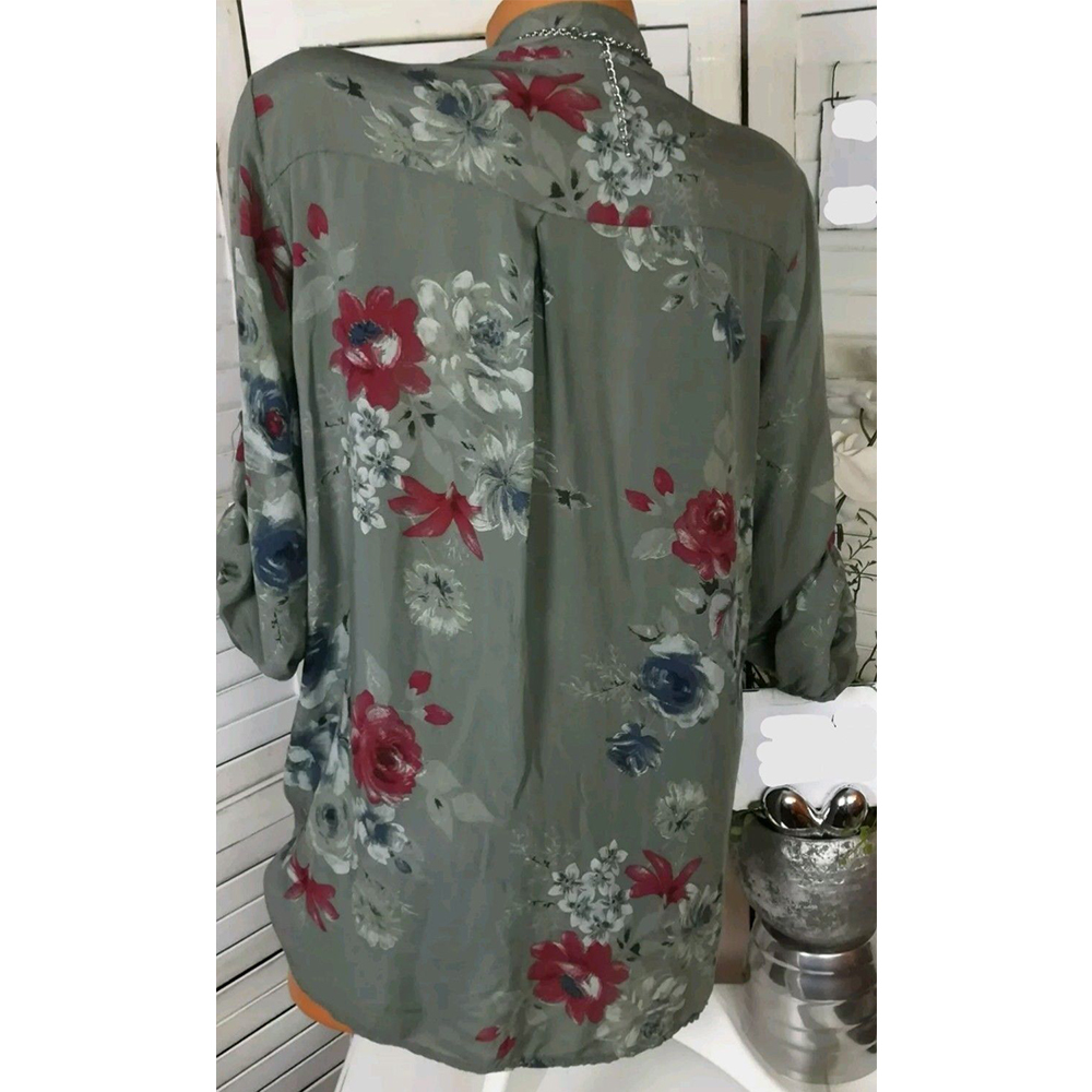 5XL Plus Size Tops Flower Printed V Neck Long Sleeve Womens Tops And Blouses Summer Autumn Pockets Buttons Shirt Blusa Ladies D18103104 - view 5