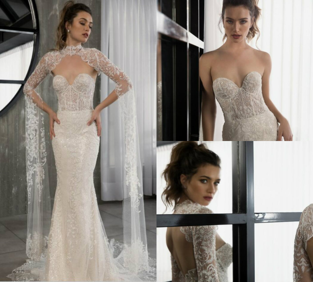 Gorgeous Mermaid Lace Wedding Dresses With Cape 2019 Sweetheart Neck Bohemian Wedding Gown Appliqued Plus Size Bridal Vestidos De Nnovia