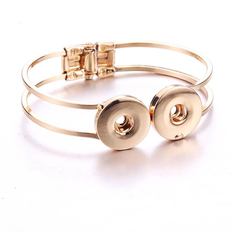Snap Button Bracelet Fit 18mm Jewelry 2 Charms Silver Gold for Women Men fashion6203229