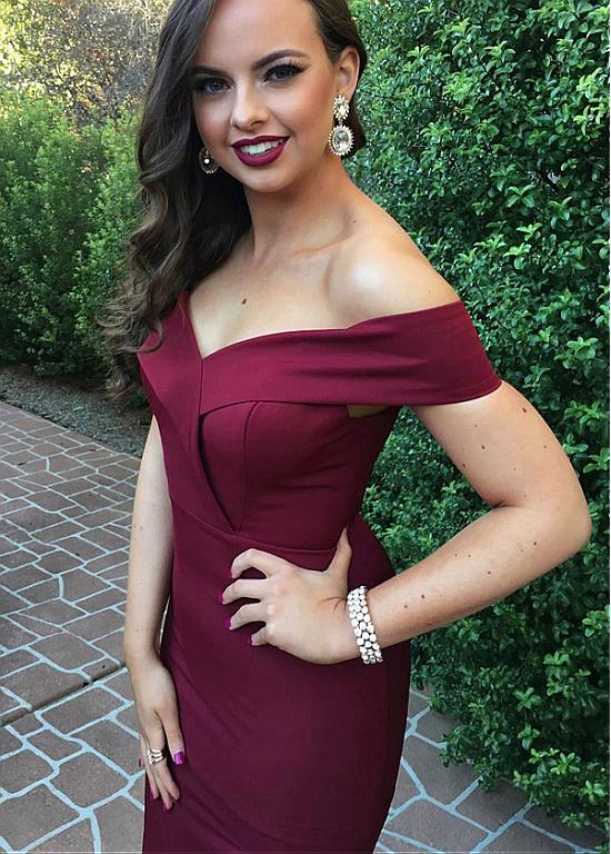 Zuhair Murad Burgundy Mermaid Prom Dresses Satin Off The Shoulder Side Split Sweep Train Cheap Bridesmaid Dress Evening Party Gorgeous Gowns