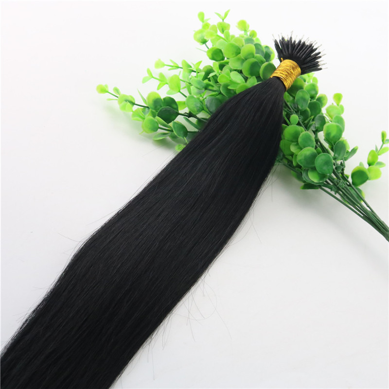 Natural Color Black Straight Hair 9A Brazilian Hair Extensions 14inch-26inch 100Strands 100gram Nano Ring Human Hair Extensions