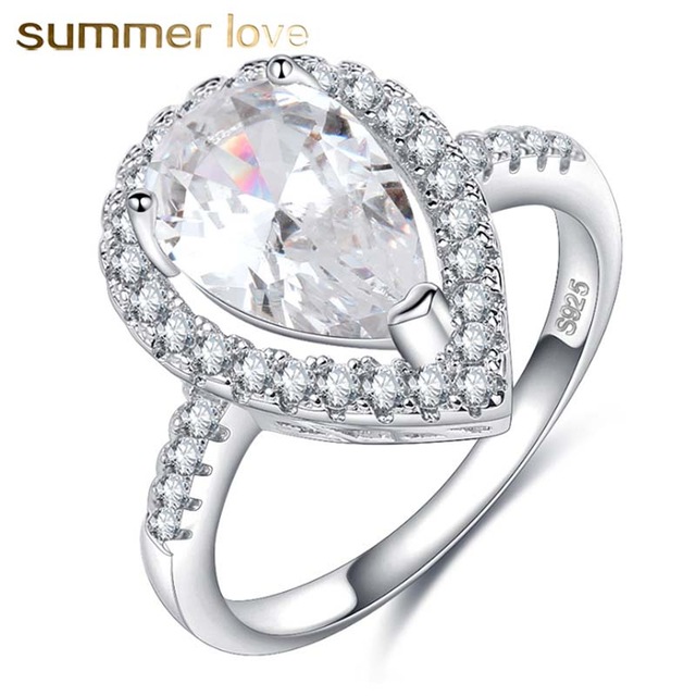 Big Heart Water Drop Crystal Ring Silver Color Clear Zircon CZ Stone Around Finger Ring for Female Women Fashion Party Wedding New
Big Heart Water Drop Crystal Ring Silver Color Clear Zircon CZ Stone Around Finger Ring for Female Women Fashion Party Wedding New