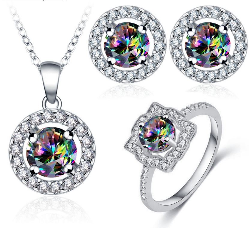 A Set Wedding Engagement Silver Plated Women 's Fashion Crystal Zircon Ring Necklace Earrings Jewelry Top Quality Exquisite
A Set Wedding Engagement Silver Plated Women 's Fashion Crystal Zircon Ring Necklace Earrings Jewelry Top Quality Exquisite