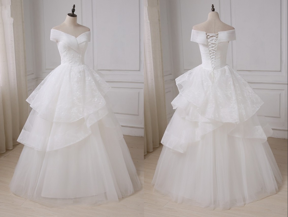 Elegant Off shoulder Wedding Dresses With Sleeves Organza Lace 2018 New Stylish Corset Back Layers Ruched Floor length Wedding Gowns Plus, Pink
Elegant Off shoulder Wedding Dresses With Sleeves Organza Lace 2018 New Stylish Corset Back Layers Ruched Floor length Wedding Gowns Plus, Pink