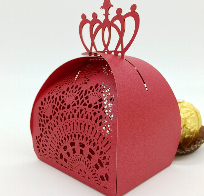 Crown Design Cnady Case Laser Cut Lace Crown Candy Box Wedding Party Candy Box Gifts Box