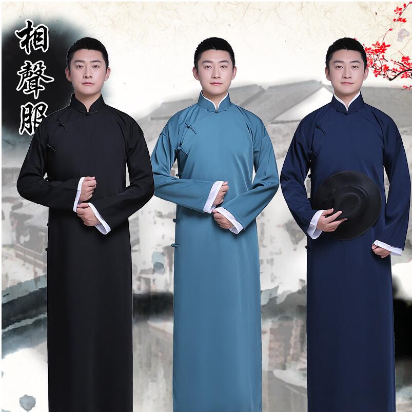 New arrival male cheongsam Chinese style costume cotton man Mandarin jacket long gown traditional Chinese Tang suit dress Ethnic Clothing