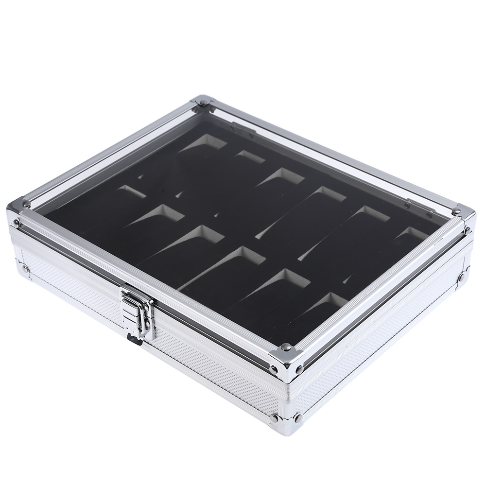 Watch Boxes Cases Wrist Display Holder Box Aluminium Container 12 Grid Jewelry Storage Organizer Case Quality1