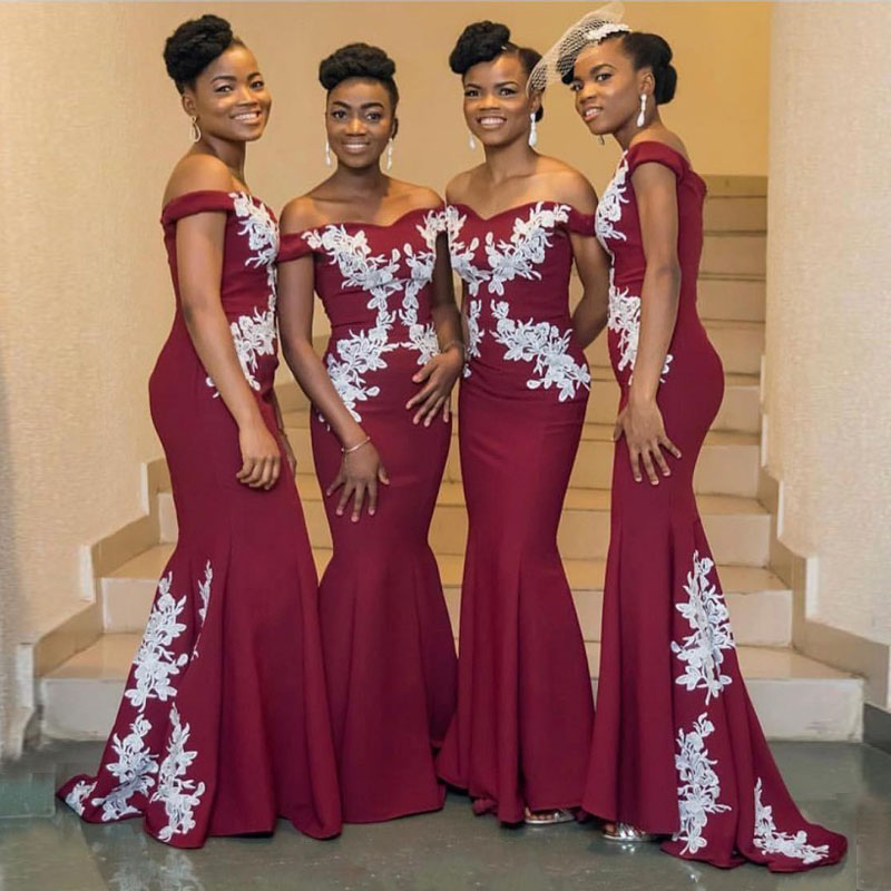 Burgundy Mermaid Bridesmaid Dresses Elegant Off The Shoulder Appliques Satin African Wedding Guest Dresses Evening Gowns Party Dresses Green
Burgundy Mermaid Bridesmaid Dresses Elegant Off The Shoulder Appliques Satin African Wedding Guest Dresses Evening Gowns Party Dresses Green