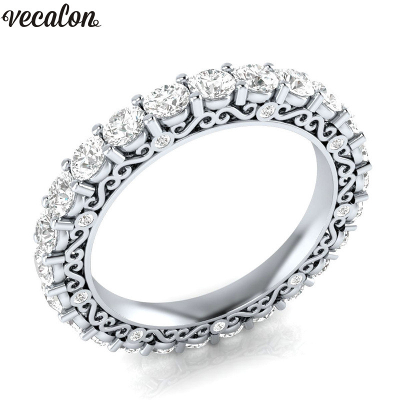 Vecalon 4 colors Birthstones Classic ring Silver Color crystal Cz Engagement wedding band ring For women Dropshipping Jewelry