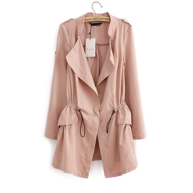 2018 Korean Casual Trench Coat Autumn Winter Elegant Drawstring Waist Long Trench For Women Plus Size Roupas Feminina Hot Sale