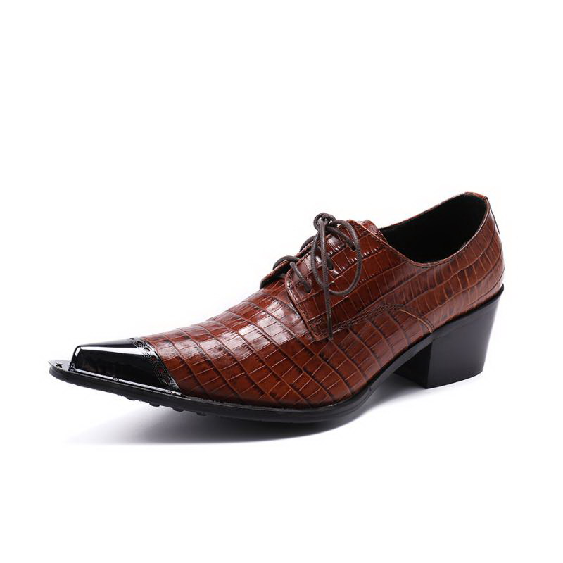 British Designer Men Increase High Heel Dress Shoes Tide Fashion Mens Pointed Toe Lace Up Crocodile Pattern Leather Shoes, Brown
British Designer Men Increase High Heel Dress Shoes Tide Fashion Mens Pointed Toe Lace Up Crocodile Pattern Leather Shoes, Brown