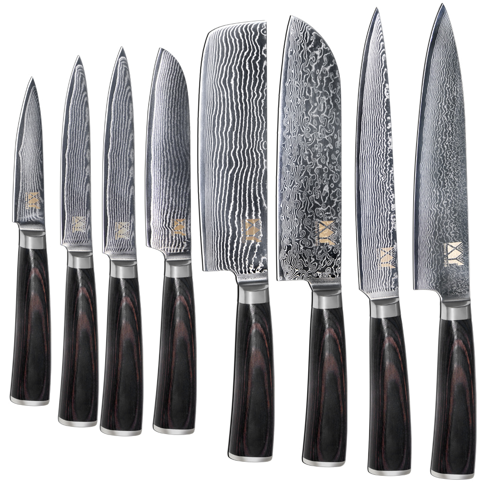 New Brand VG10 Damascus Steel Knife 8 Pcs Set Color Wood Handle Japanese Steel Kitchen Knife Hot Sale Professional Knives Set 
New Brand VG10 Damascus Steel Knife 8 Pcs Set Color Wood Handle Japanese Steel Kitchen Knife Hot Sale Professional Knives Set