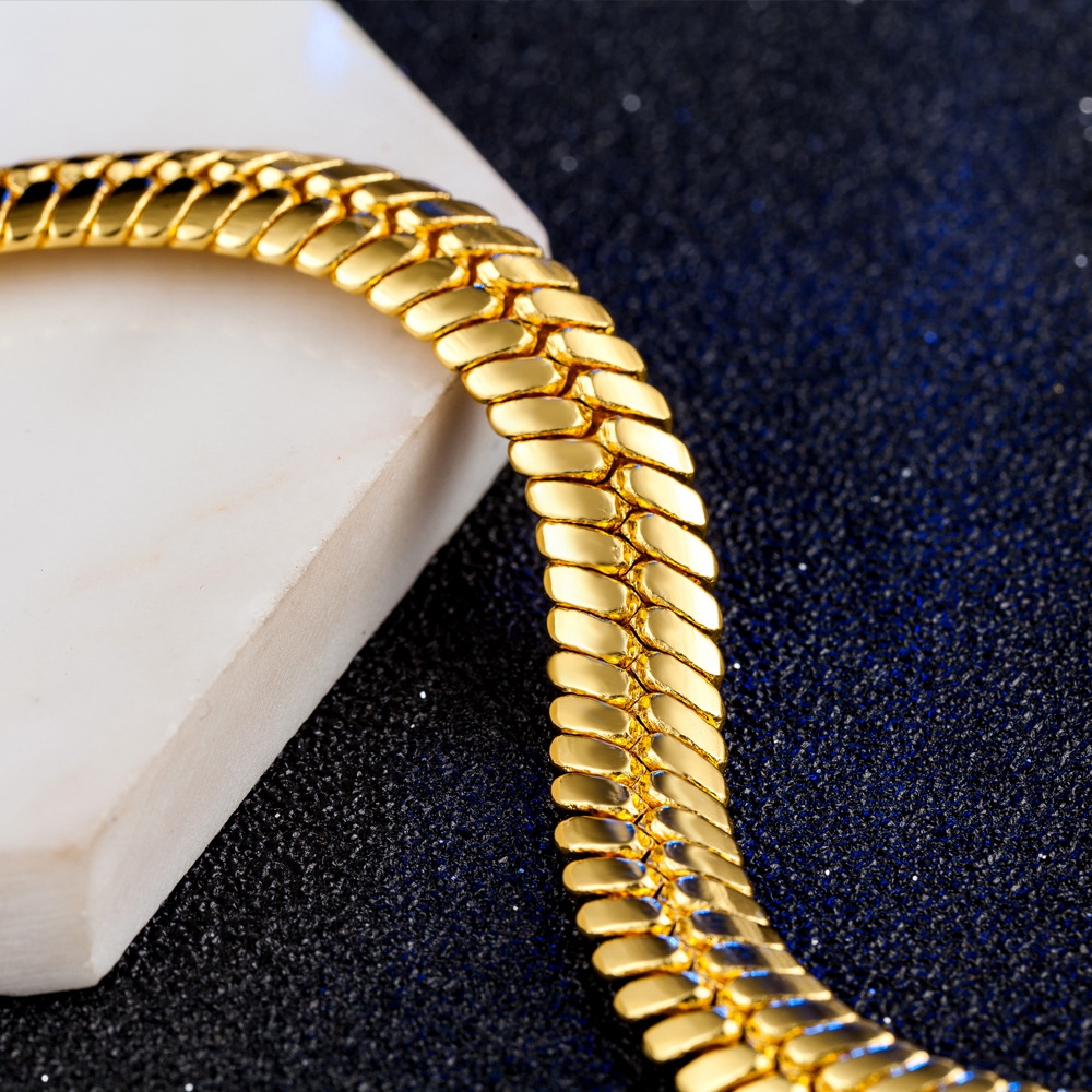 Herringbone Bracelet Stamped Solid 18k Yellow Gold Filled Mens Bracelet Jewelry Gift 83 Inches Long