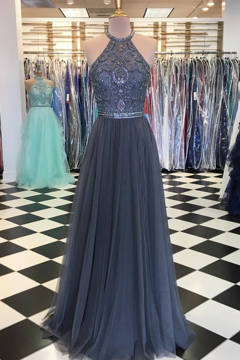 Fashion Grey Dresses Evening Party Wear Long Formal Gowns Halter Sheer Crystal beaded Chiffon Backless Plus size Cheap Prom Dress, Grape
Fashion Grey Dresses Evening Party Wear Long Formal Gowns Halter Sheer Crystal beaded Chiffon Backless Plus size Cheap Prom Dress, Grape