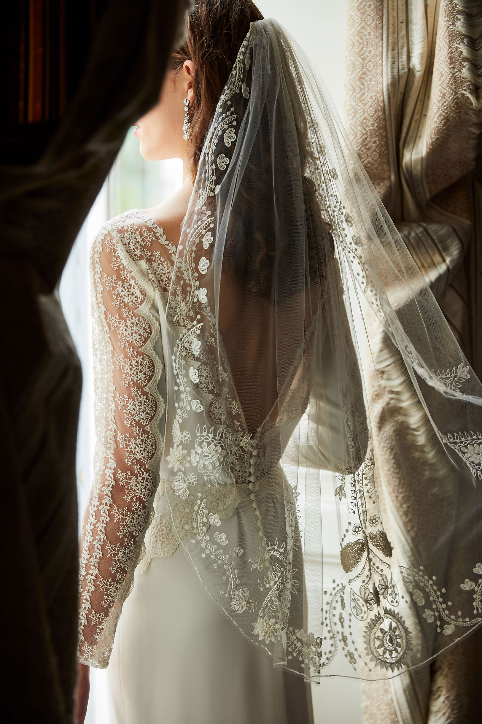Bhldn Mermaid Dresses Satin Lace Backless Sweep Train Long Sleeve Elegant Beach Wedding Gowns Custom Made Plus Size Bridal Dress