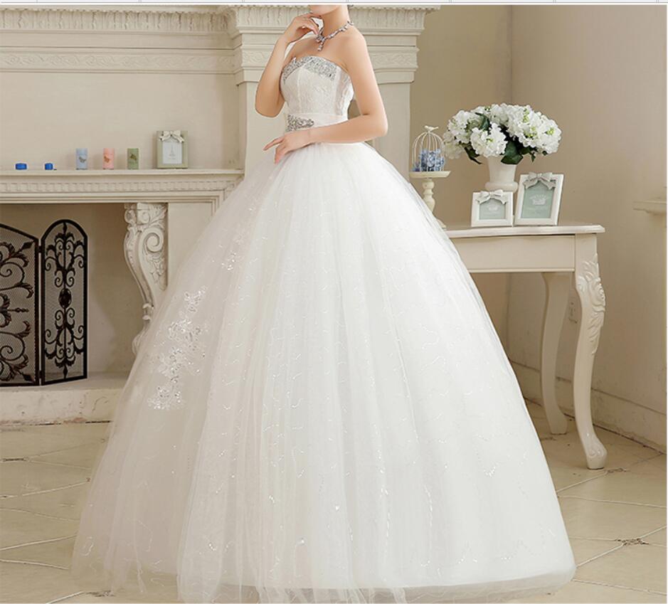 Lace With Crystal Wedding Dress 2018 New Fashionable Married Cheap Wed Dresses Plus Size Elegant vestidos de renda