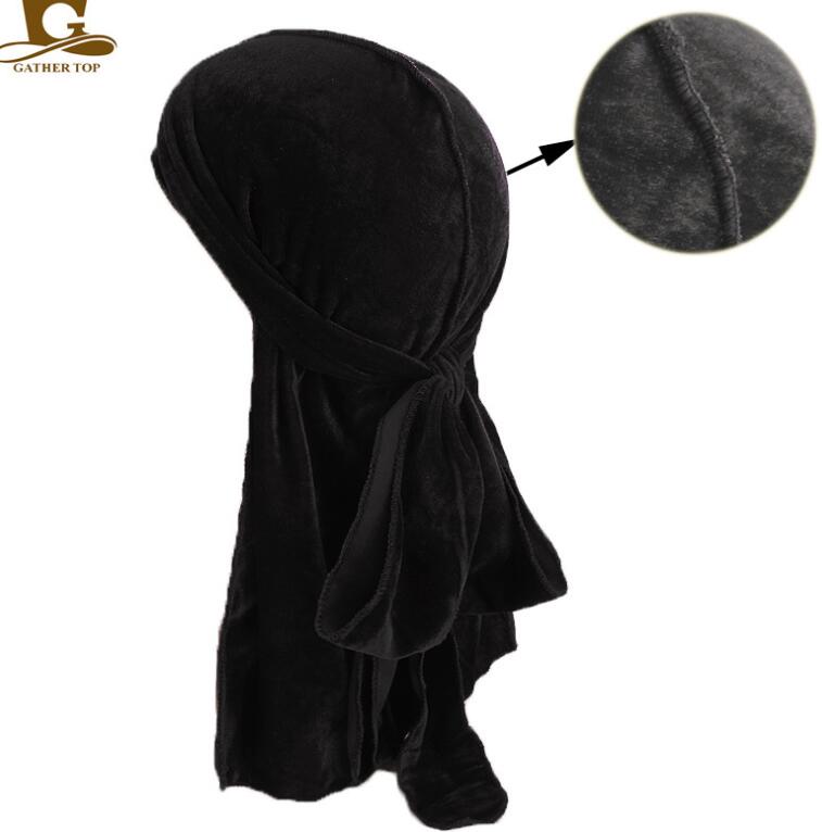 Unisex Men Women Chemo Cap Gold Velvet Breathable Bandana Hat Turban Caps Doo Durag long tail scorpion pirate hat TJM-05B