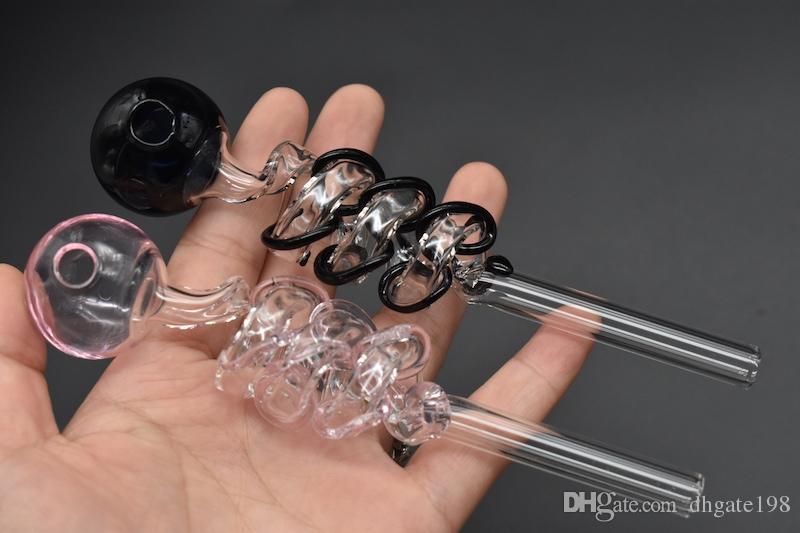 NEW DESIGN Colorful pyrex oil burner pipe double spiral oil tube pipe thick heady glass oil rig water pipe for smoking free shipping