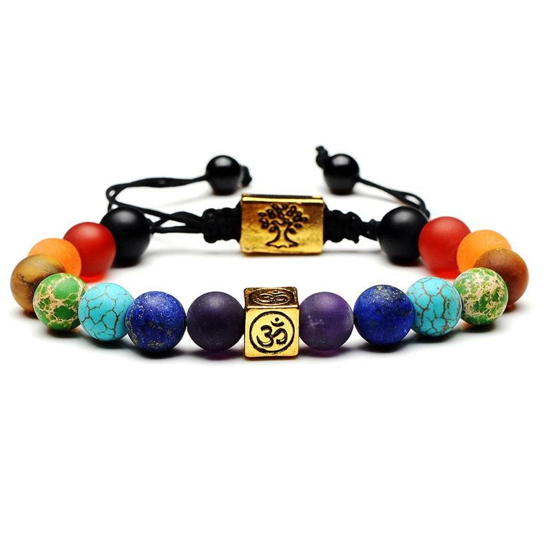 Tree of Life Natural Stone 7 Yoga Chakra Bracelet Bangle Cuffs Buddha Fashion Jewelry for Women Men Gift Drop Ship