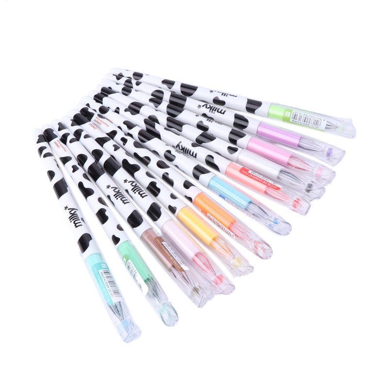 Hot 12Pcs Cute Milky Gel Pens Ballpoint Pen Set Study Stationery Student Supplies Feb7