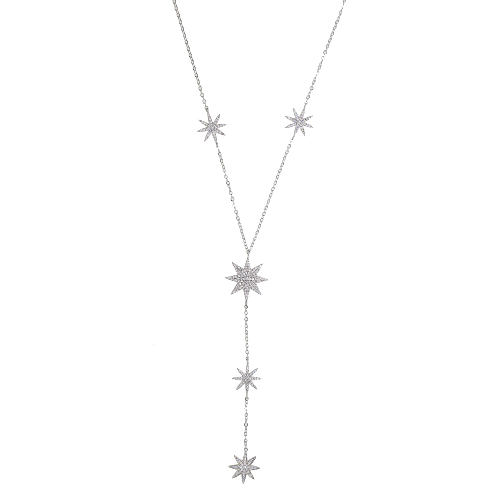 micro pave cz sparking star north star charm long women chain necklace Y lariat summer sexy women fashion star design jewelry