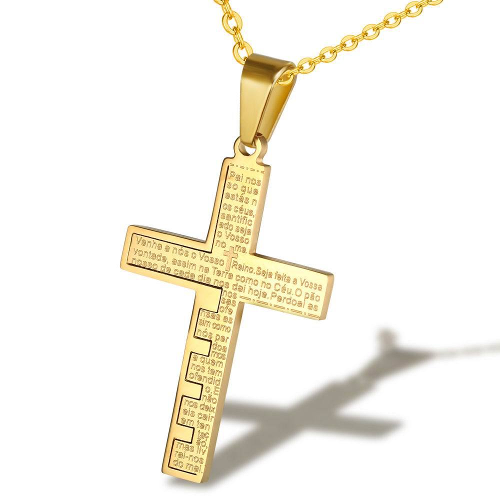 Newest Men's Classic Stainless Steel Cross Chains Gold Plated Scripture Christian Cross Pendants Necklaces
Newest Men's Classic Stainless Steel Cross Chains Gold Plated Scripture Christian Cross Pendants Necklaces