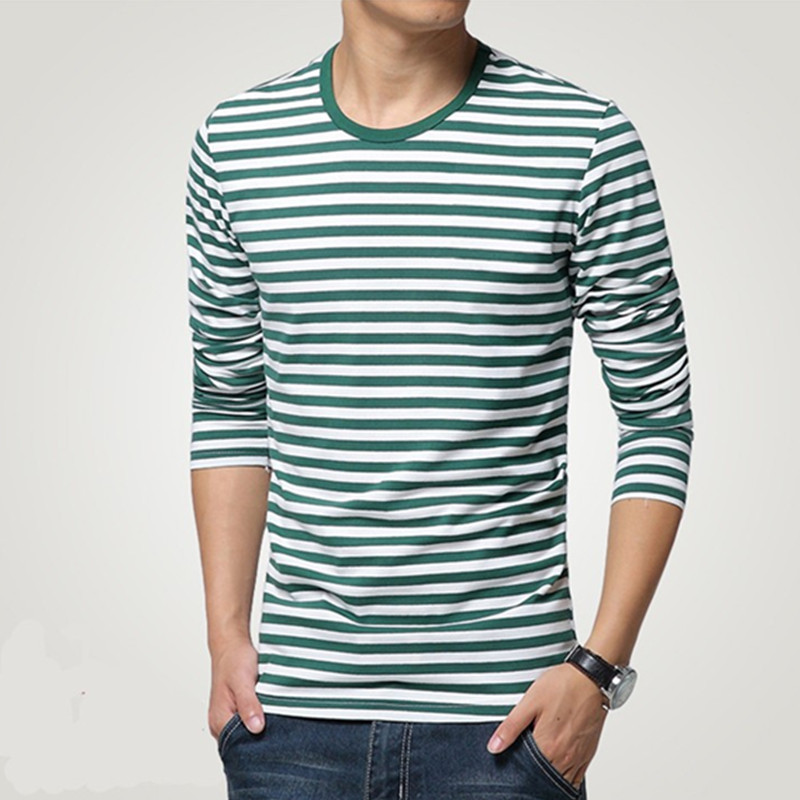 Navy style long-sleeve shirt men T-shirt o-neck stripe t shirt men navy vintage basic 95% cotton