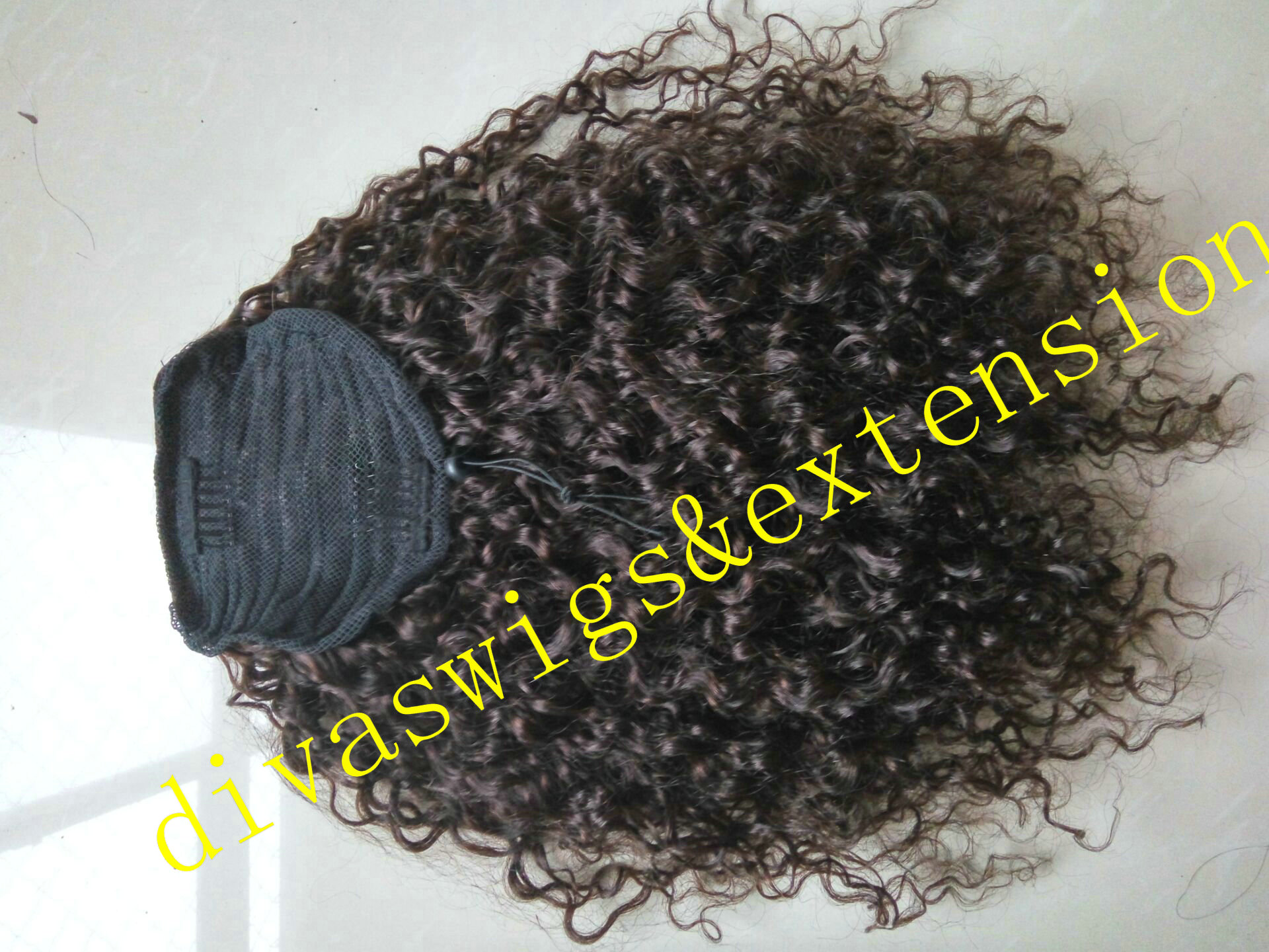 Peruvian virgin hair afro kinky curly human hair ponytail for black women,spiral curly drawstring ponytail clip in hair extension 120g