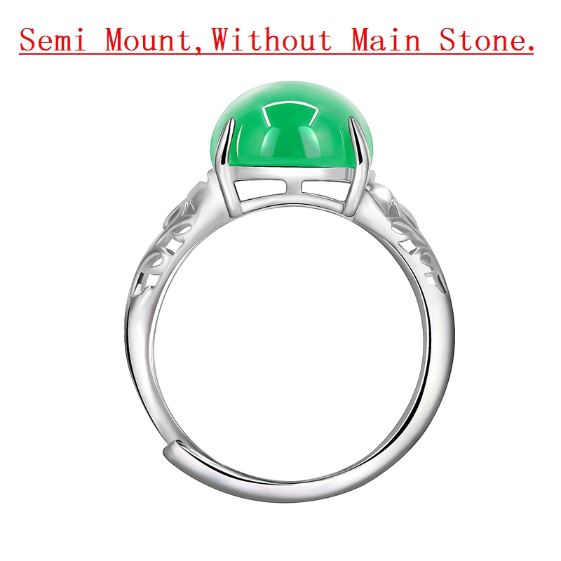 925 Sterling Silver Engagement Wedding Ring for Women 10x13mm Oval Cabochon Semi Mount Ring Setting White Gold Color