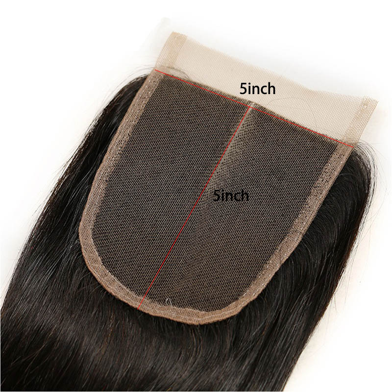 Malaysian 5X5 Size Human Hair Lace Closure Cambodian Virgin Hair Middle Three Free Part Top Closures