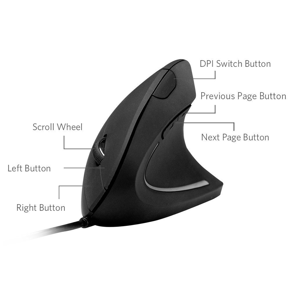 Ergonomic Mouse High Precision Optical Vertical Mouse Adjustable DPI 1200 2000 3600 USB Wired Computer Mouse Suitable for any comp