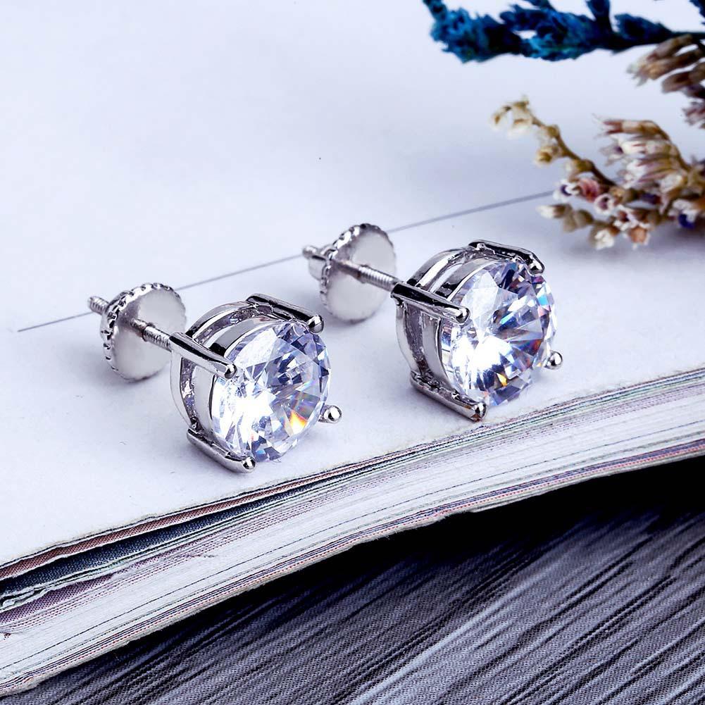 8mm Hip Hop Stud Earrings Silver Gold Plated CZ earring mens womens earing ear ring Women Men designer earings luxury Jewelry Gift