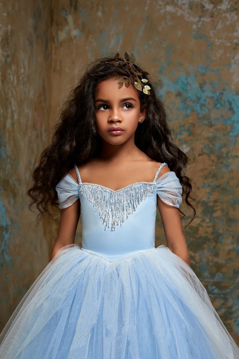 Pentelei 2019 Cinderella Girls Pageant Dresses Spaghetti Off The Shoulder Beaded Princess Kids Flower Girls Dress Birthday Gowns