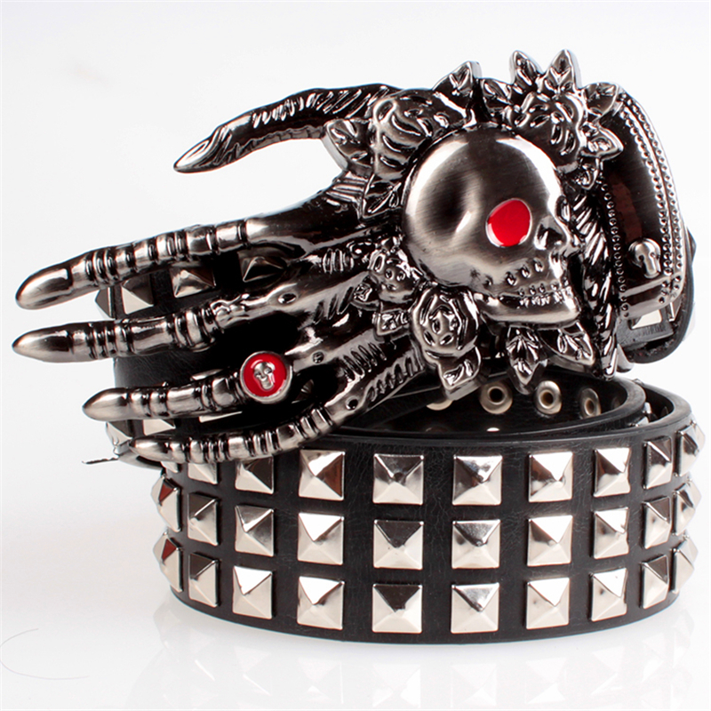 Full rivet belt men punk rivets belt skull love kills whole Spikes rivets skull hand hip hop show