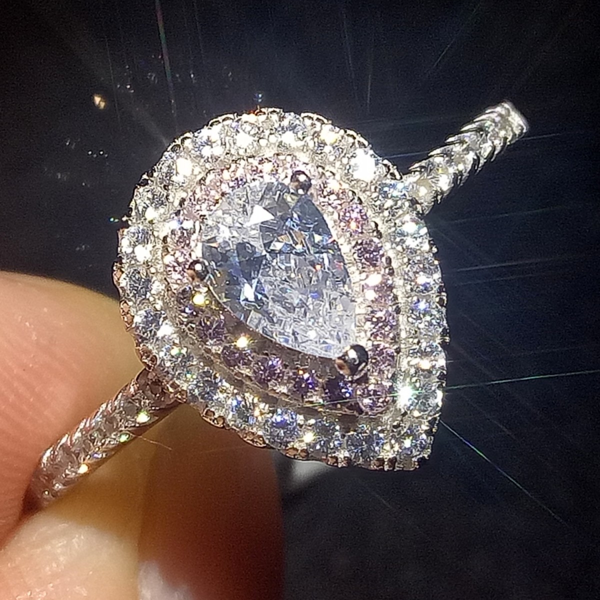 Pure 925 Sterling Silver choucong Stunning Luxury Jewelry Pink&White Sapphire CZ Diamond Gemstones Party Wedding Band Ring for Women Gift