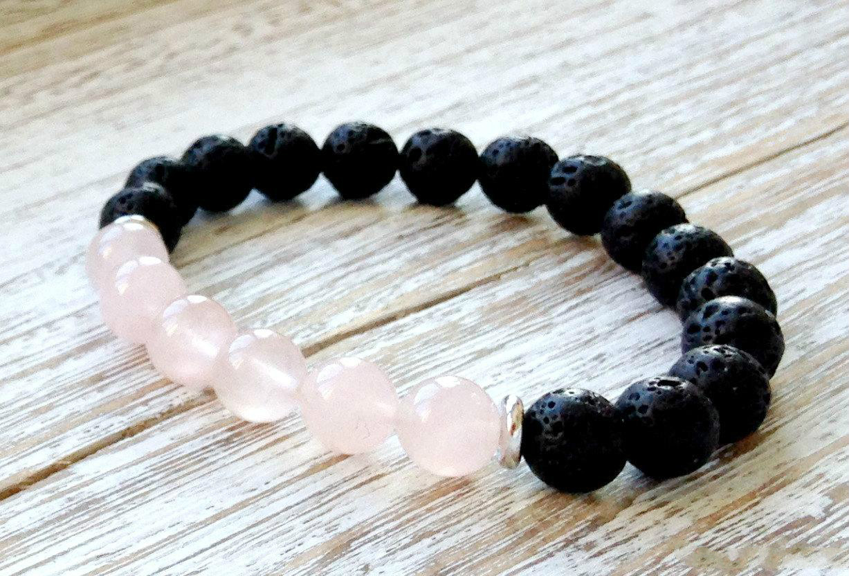Hot Sale Rose Quartz Lava Yoga Bracelet Healing Crystals Wrist Mala Beads Chakra Jewelry Natural Stone Womens Yoga Bracelet