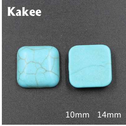 Kakee Square Charms Flat back Natural Gem Stone Rings Cabochon Turquoises Beads for Jewelry Making DIY Handmade Accessories