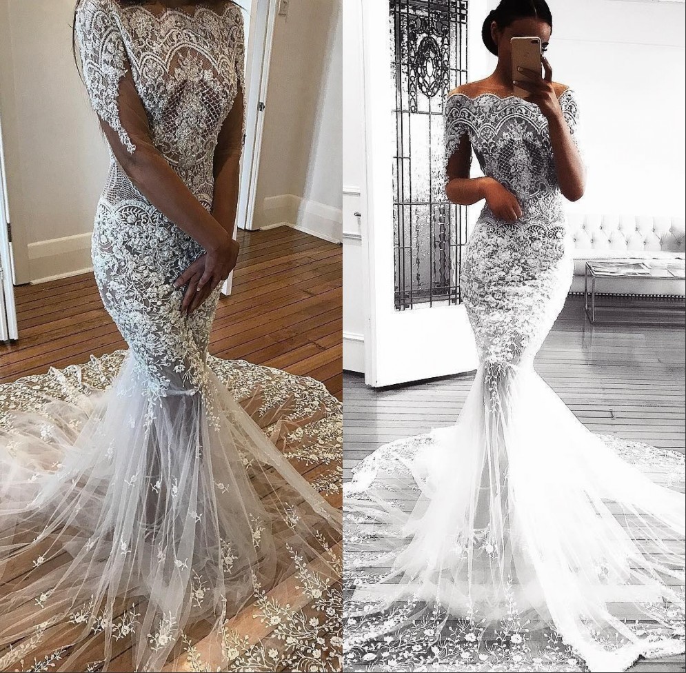 Luxury Off Shoulder Wedding Dresses Appliques Lace Illusion Long Sleeves See Through Dress For Brides Bridal Marriage Gowns Customize, Same as image
Luxury Off Shoulder Wedding Dresses Appliques Lace Illusion Long Sleeves See Through Dress For Brides Bridal Marriage Gowns Customize, Same as image