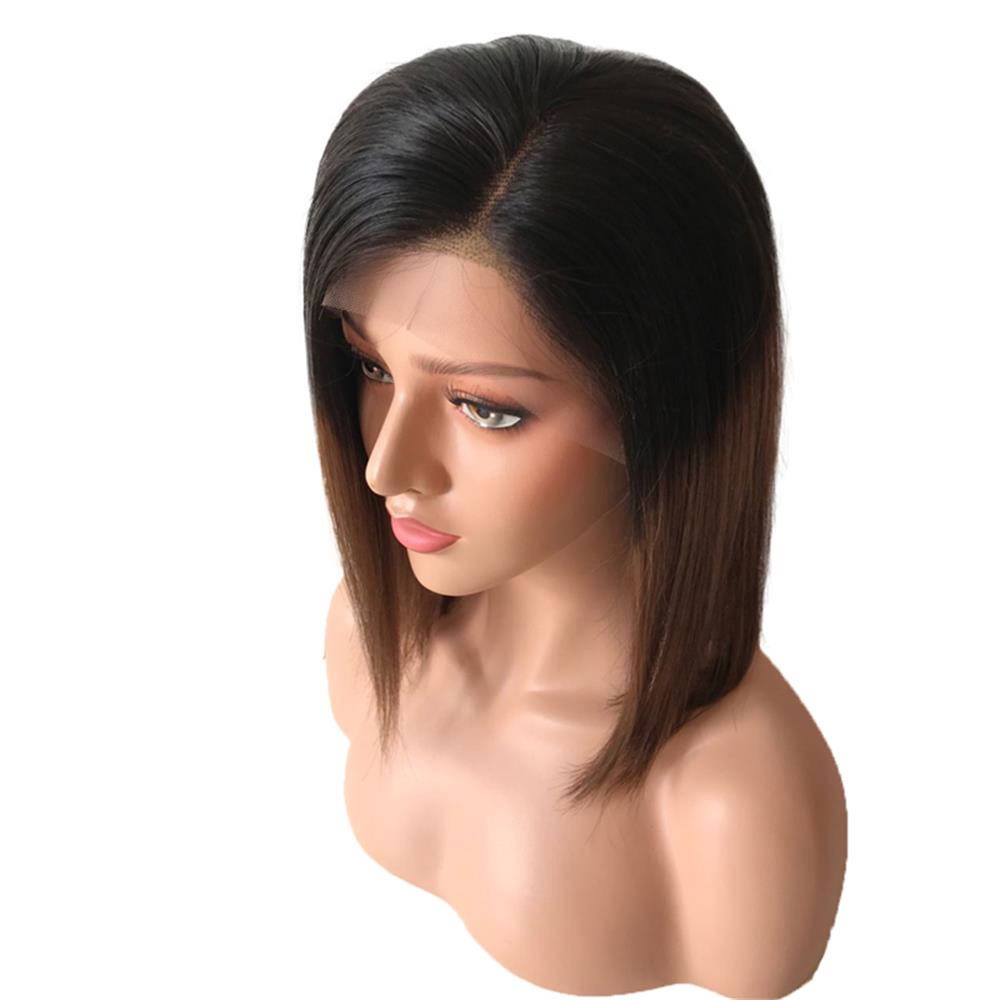 Full Lace Human Hair Wigs brazilian short human hair ombre color 1b/4# straight lace front human hair wigs